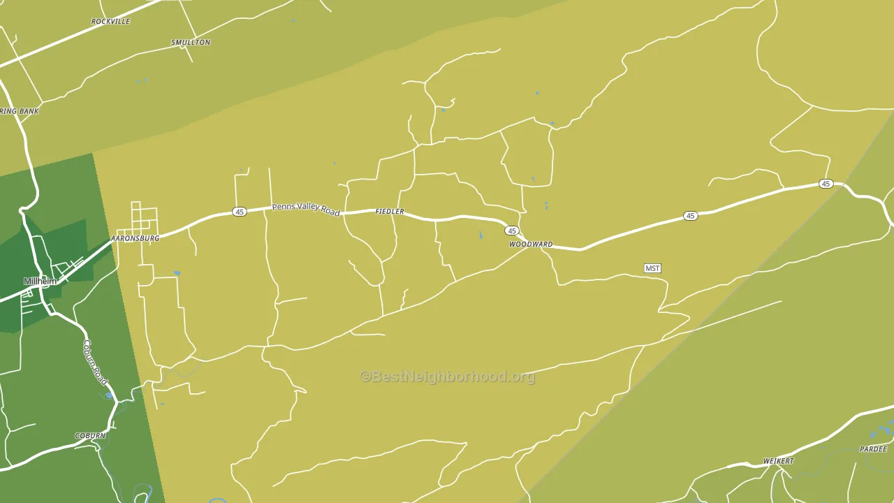 Woodward, PA block-group voter-turnout map