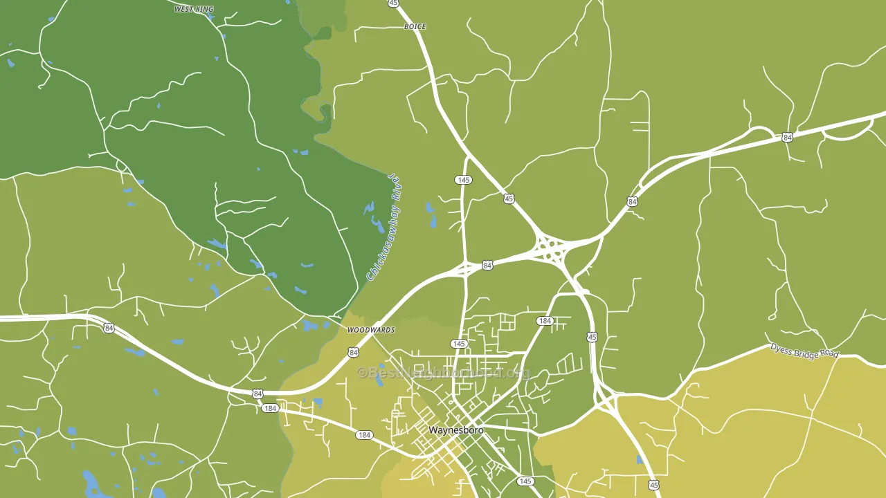 Woodwards, MS block-group voter-turnout map