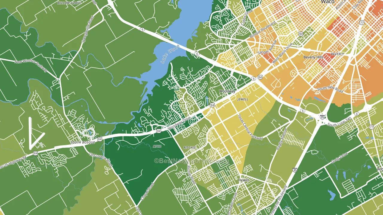 Woodway, TX block-group voter-turnout map