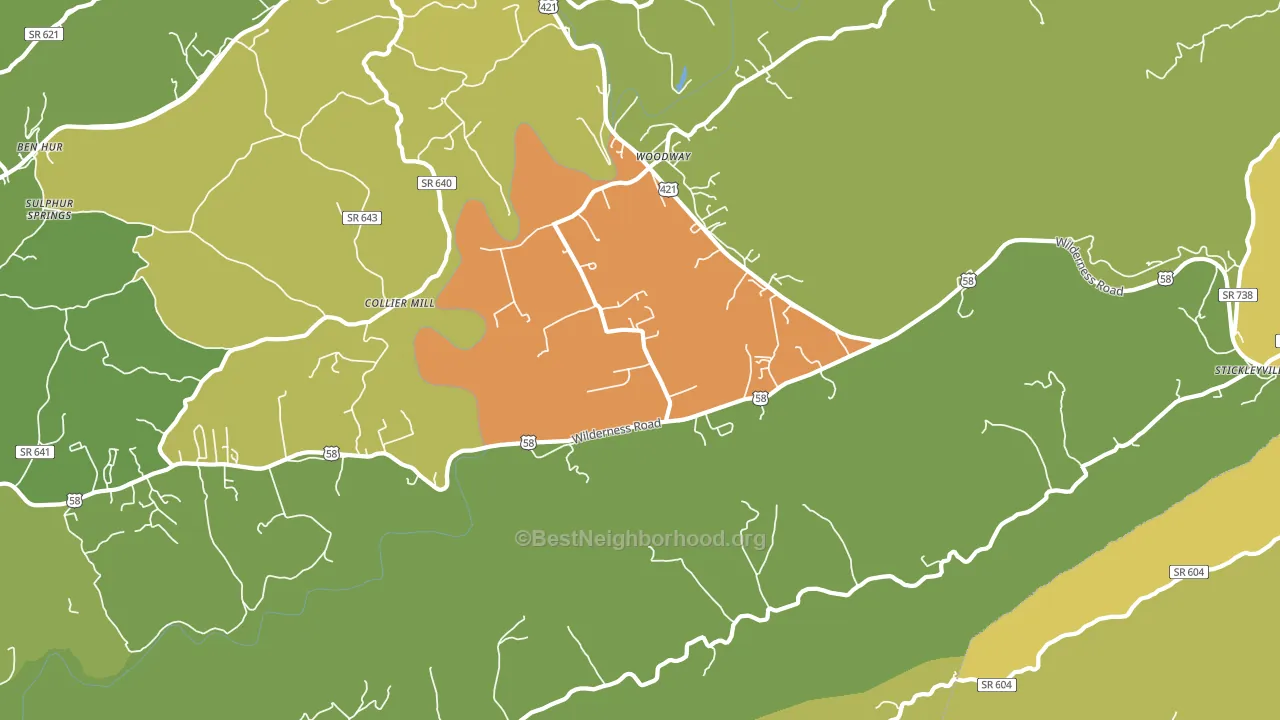 Woodway, VA block-group voter-turnout map