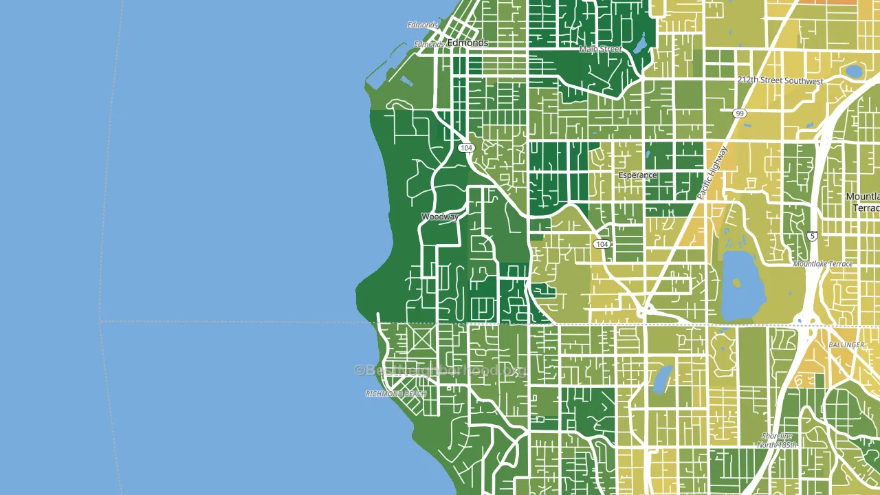 Woodway, WA block-group voter-turnout map
