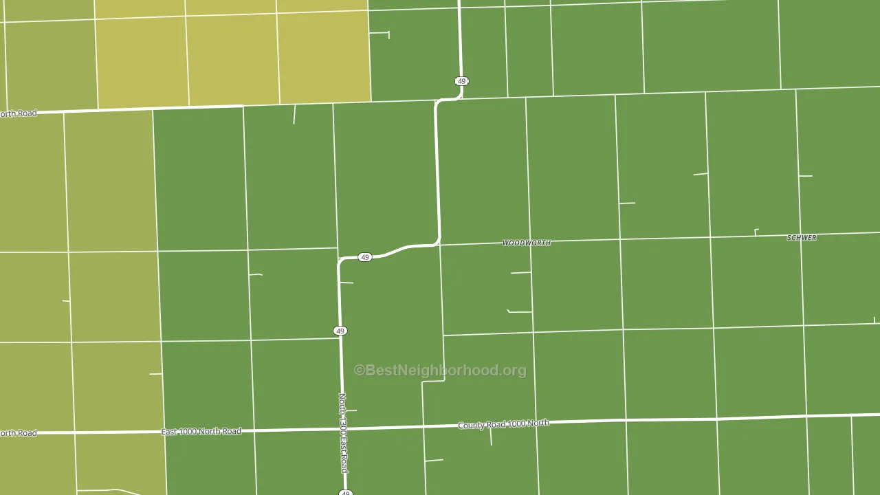 Woodworth, IL block-group voter-turnout map