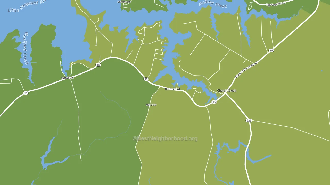 Woolford, MD block-group voter-turnout map