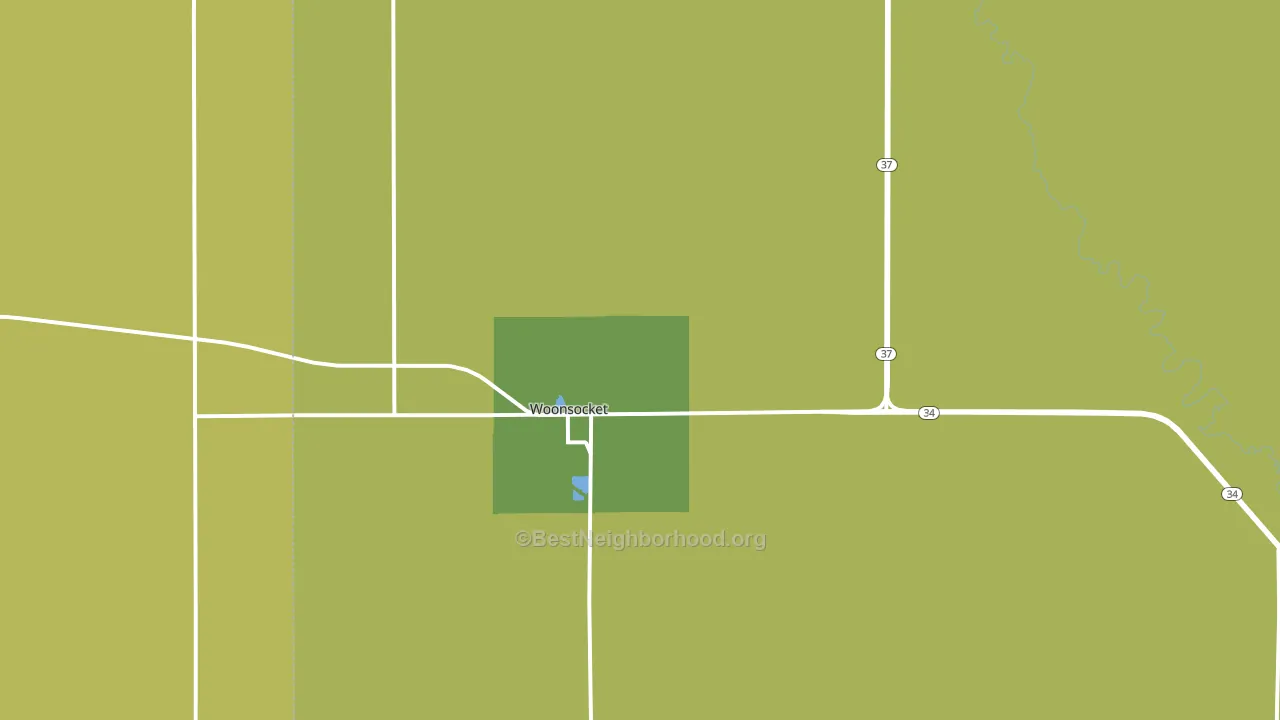 Woonsocket, SD block-group voter-turnout map