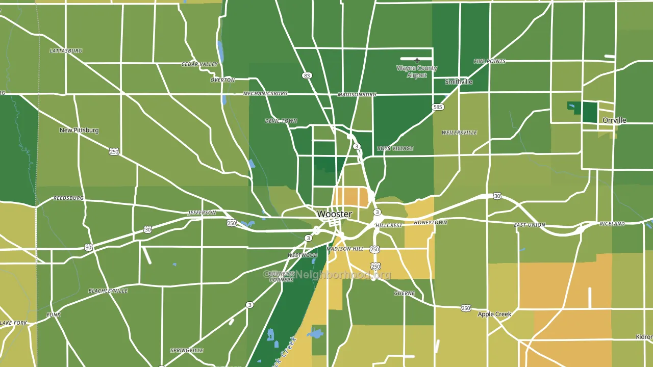 Wooster, OH block-group voter-turnout map
