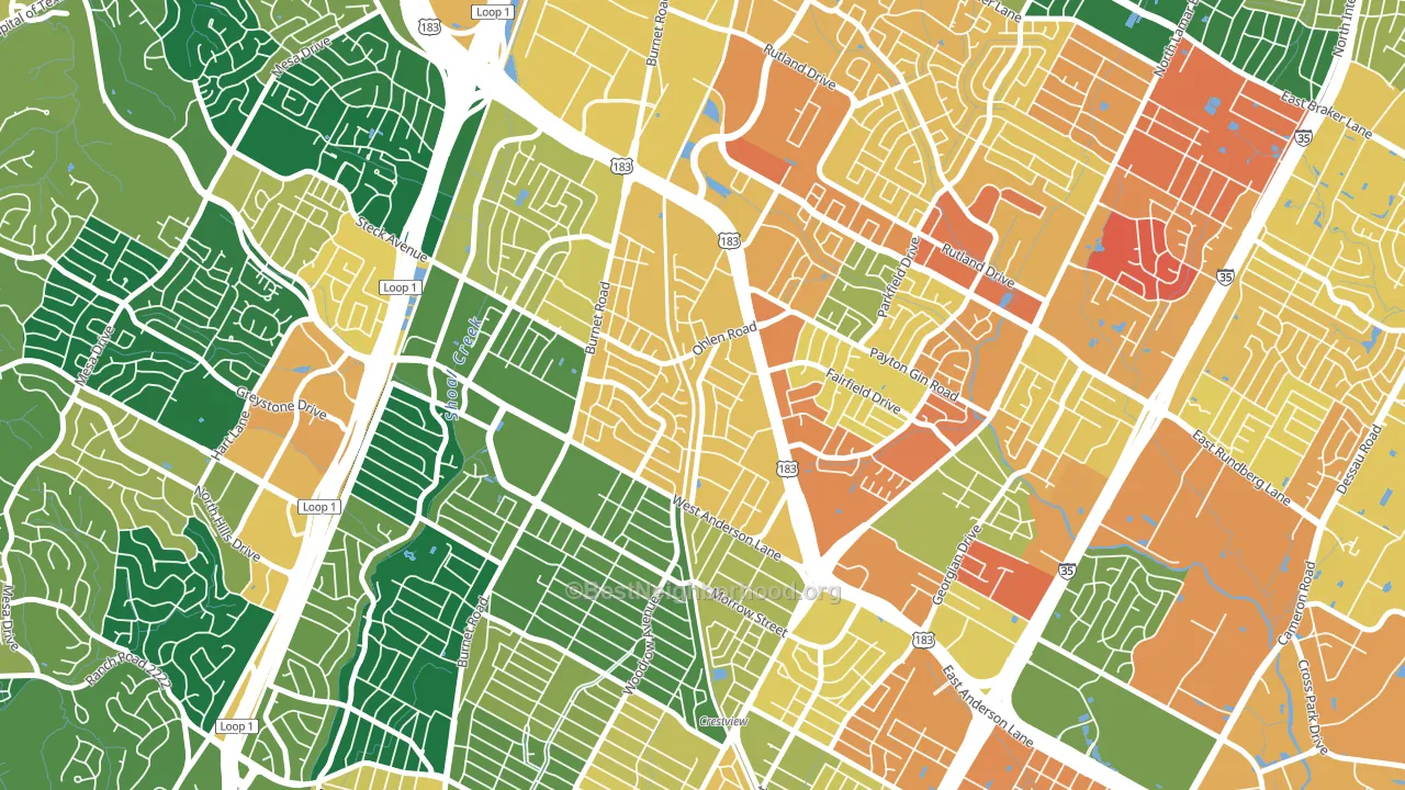 Wooten, Austin, TX block-group voter-turnout map