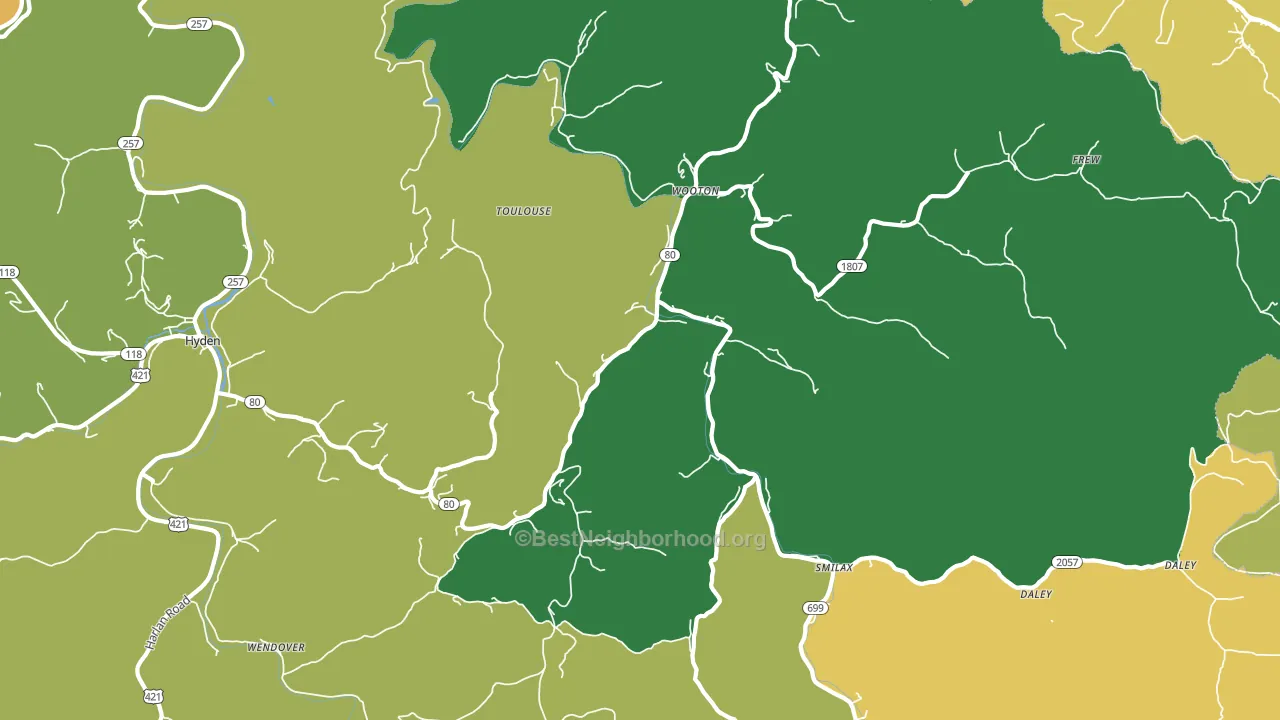 Wooton, KY block-group voter-turnout map