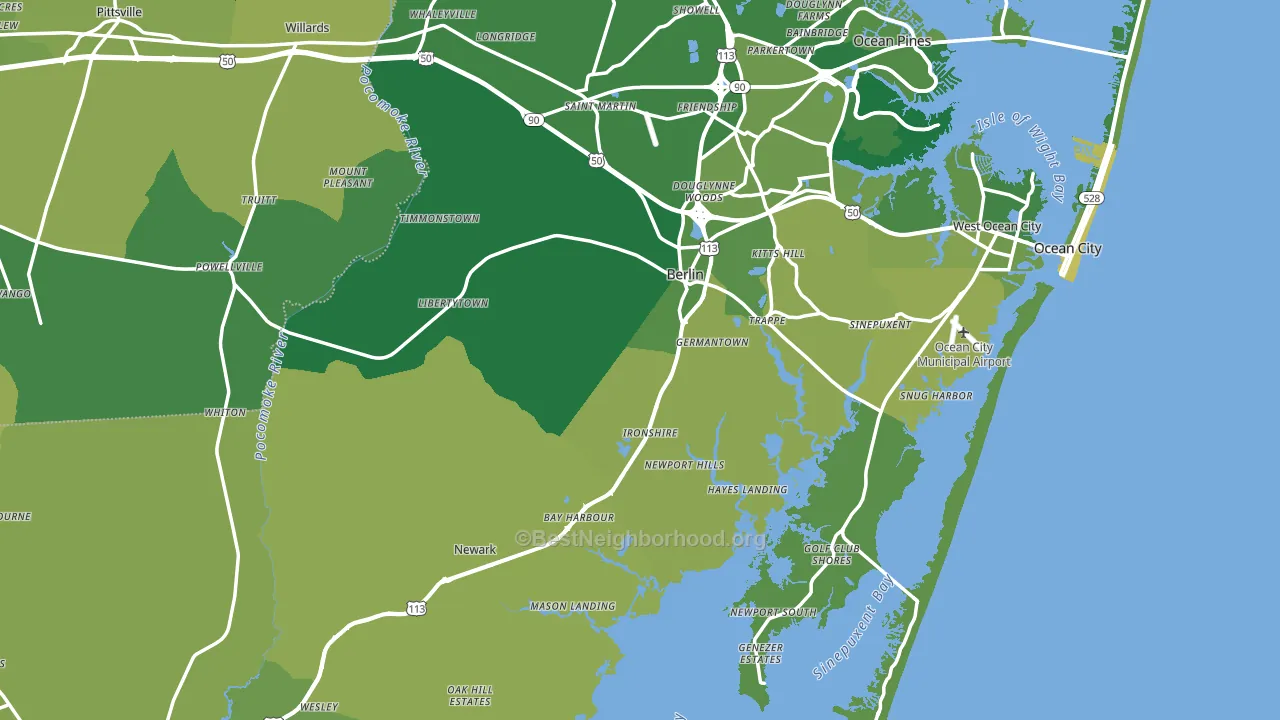 Worcester County, MD block-group voter-turnout map