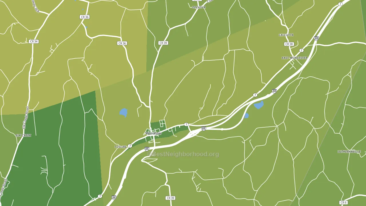 Worcester, NY block-group voter-turnout map