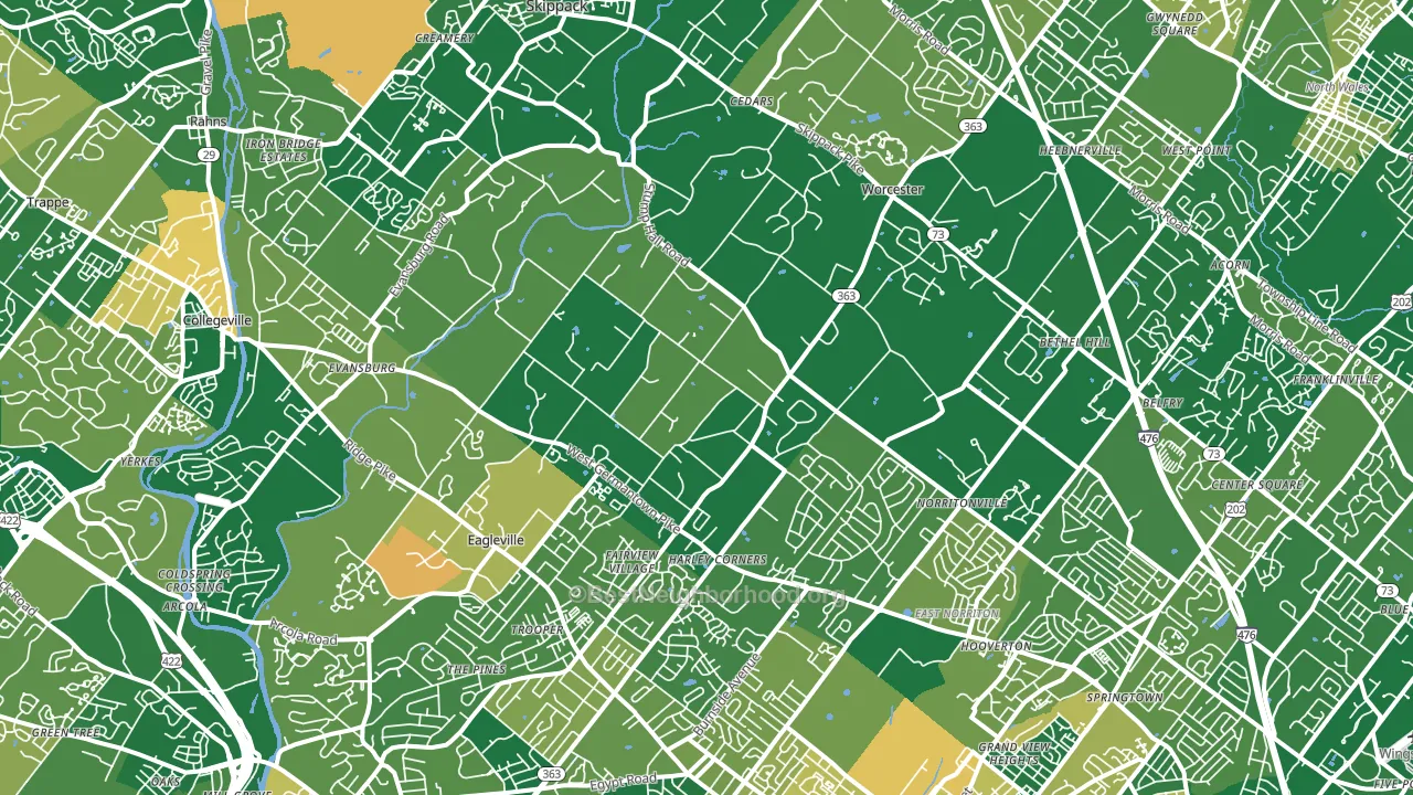 Worcester, PA block-group voter-turnout map
