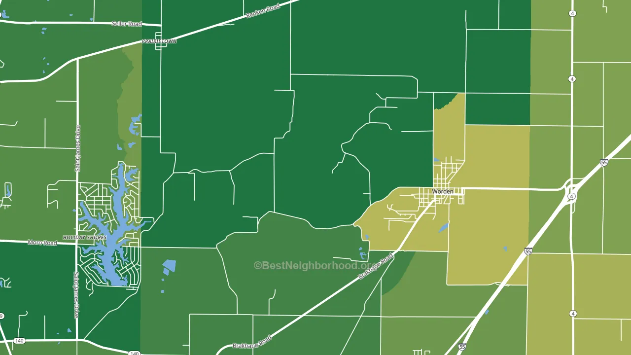 Worden, IL block-group voter-turnout map
