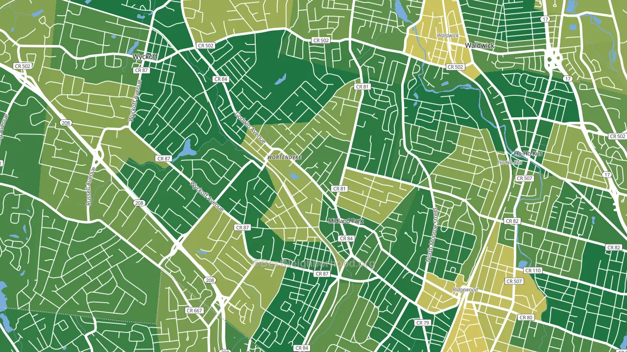 Wortendyke, Midland Park, NJ block-group voter-turnout map