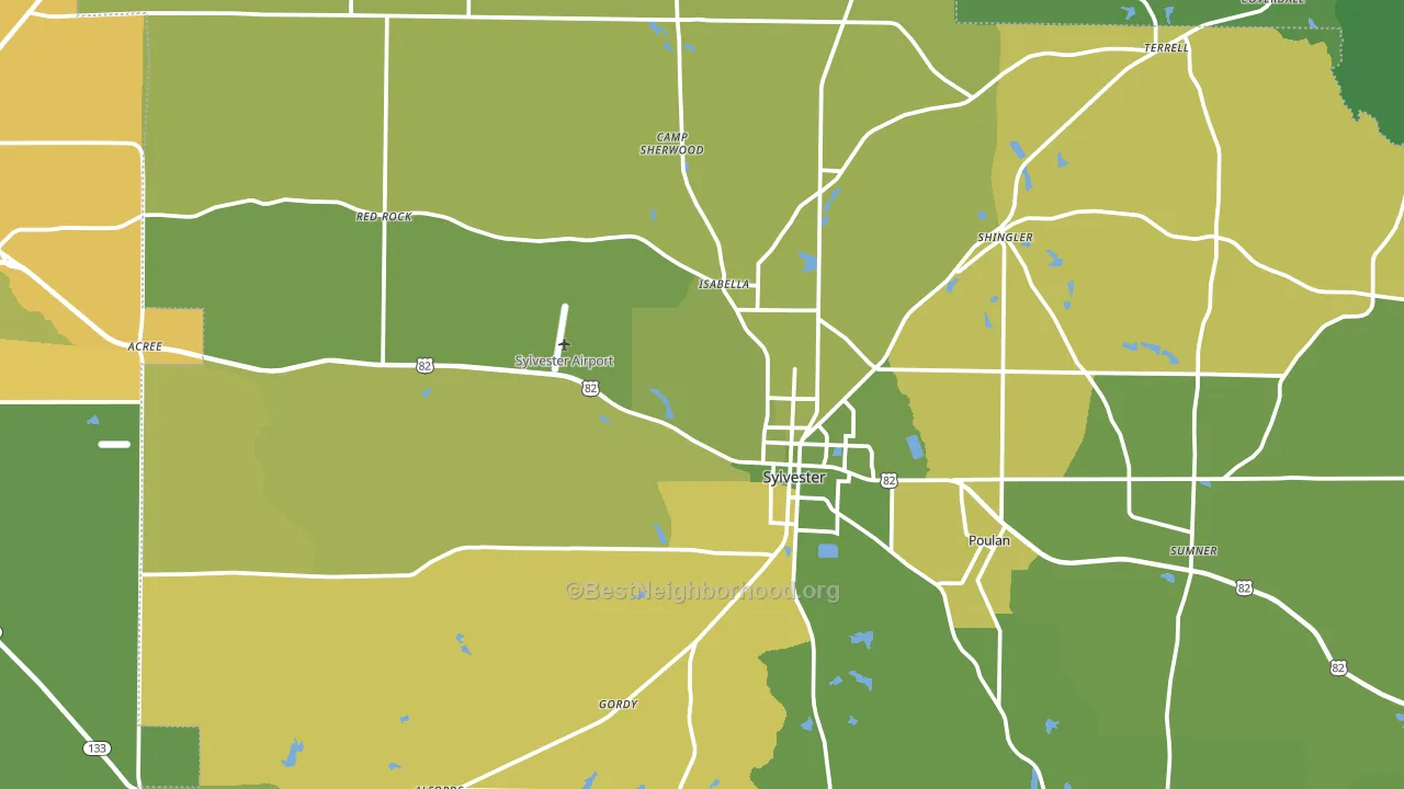 Worth County, GA block-group voter-turnout map