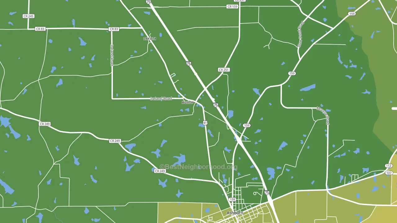 Worth, GA block-group voter-turnout map