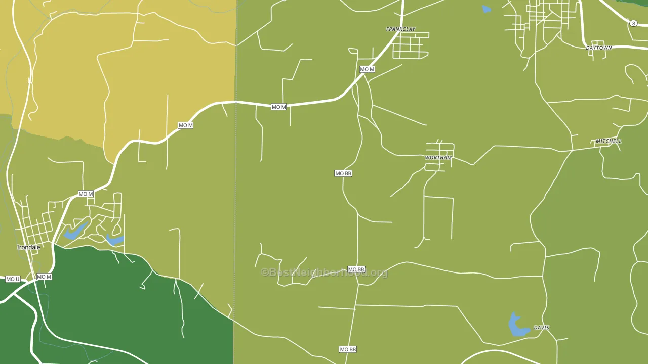 Wortham, MO block-group voter-turnout map