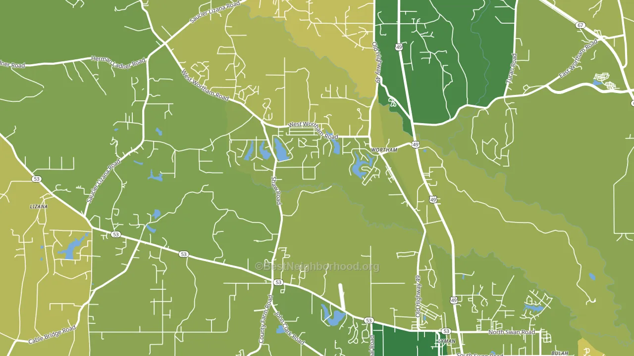 Wortham, MS block-group voter-turnout map