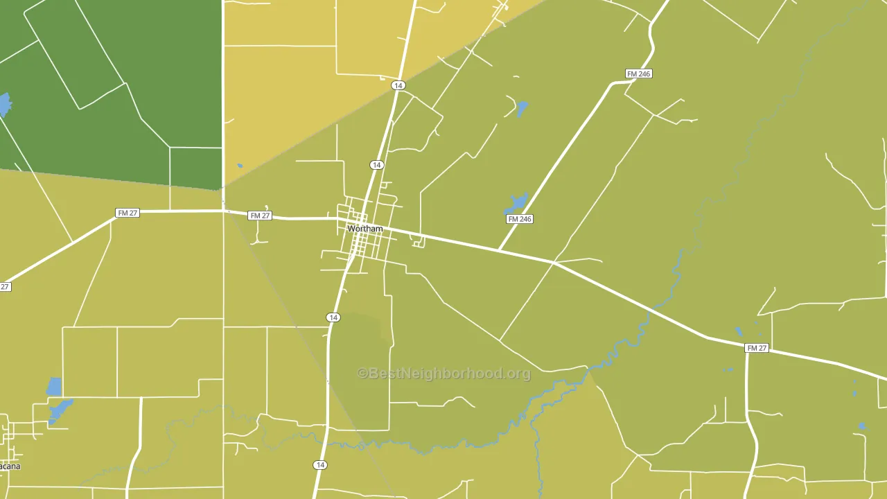 Wortham, TX block-group voter-turnout map