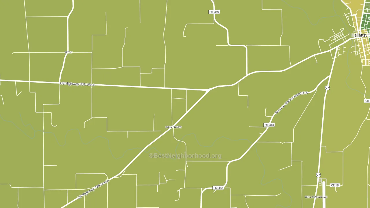 Worthing, TX block-group voter-turnout map