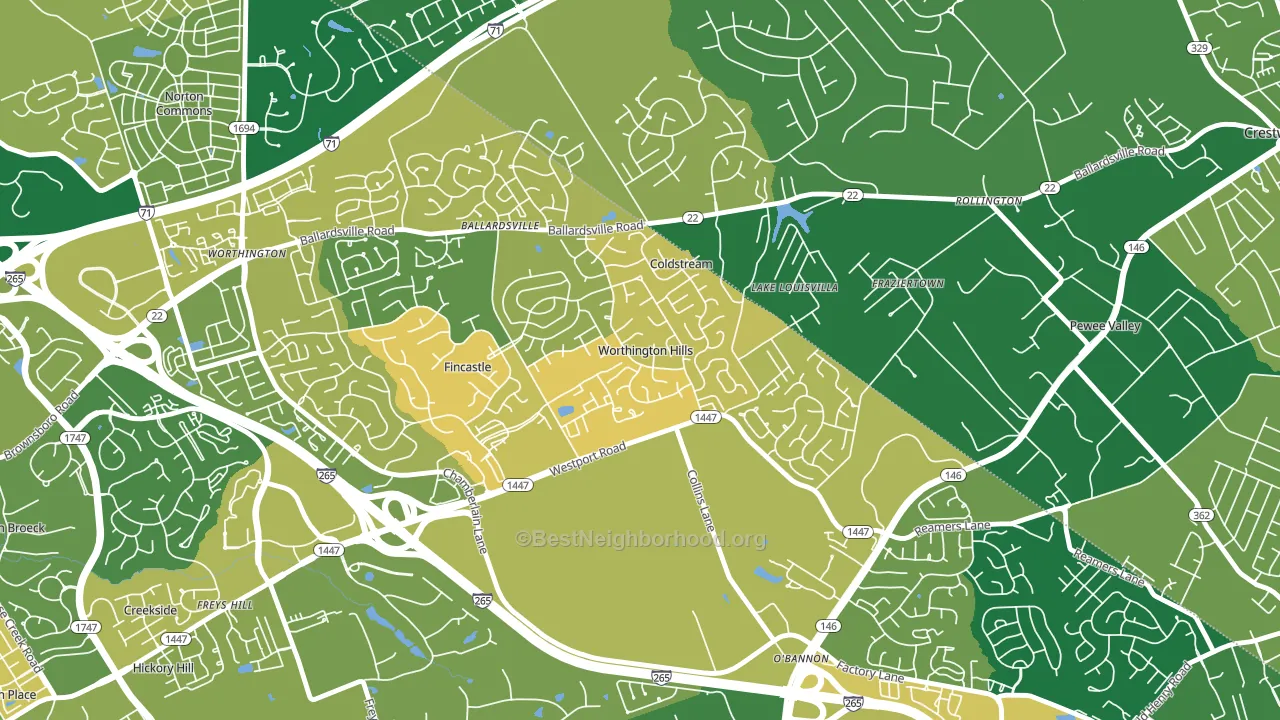 Worthington Hills, KY block-group voter-turnout map