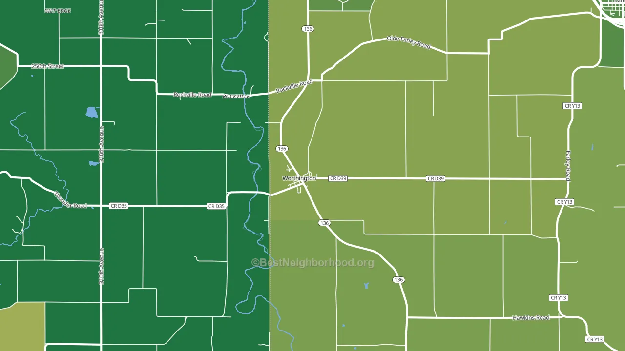 Worthington, IA block-group voter-turnout map