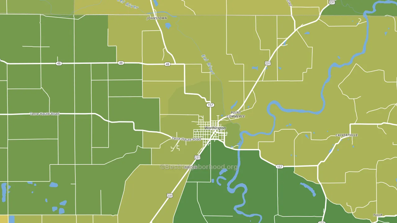 Worthington, IN block-group voter-turnout map