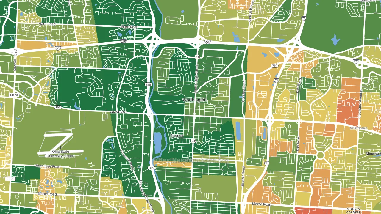 Worthington, OH block-group voter-turnout map