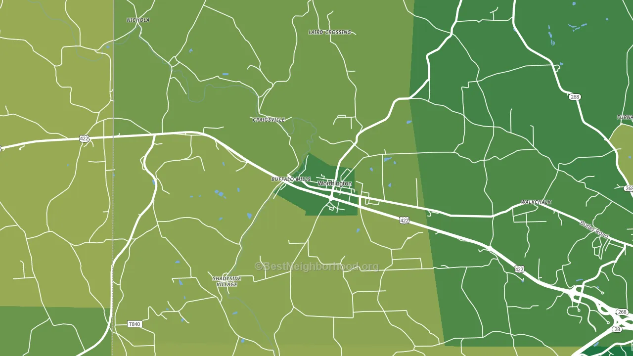 Worthington, PA block-group voter-turnout map