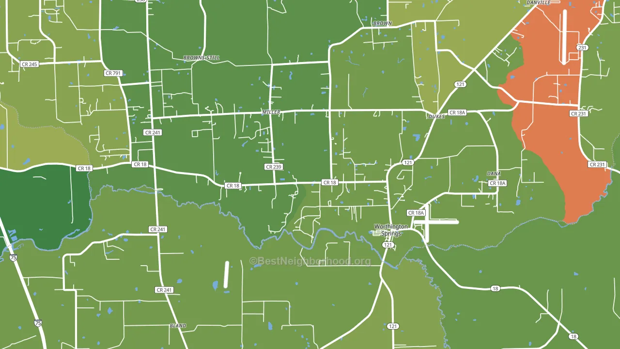 Worthington Springs, FL block-group voter-turnout map