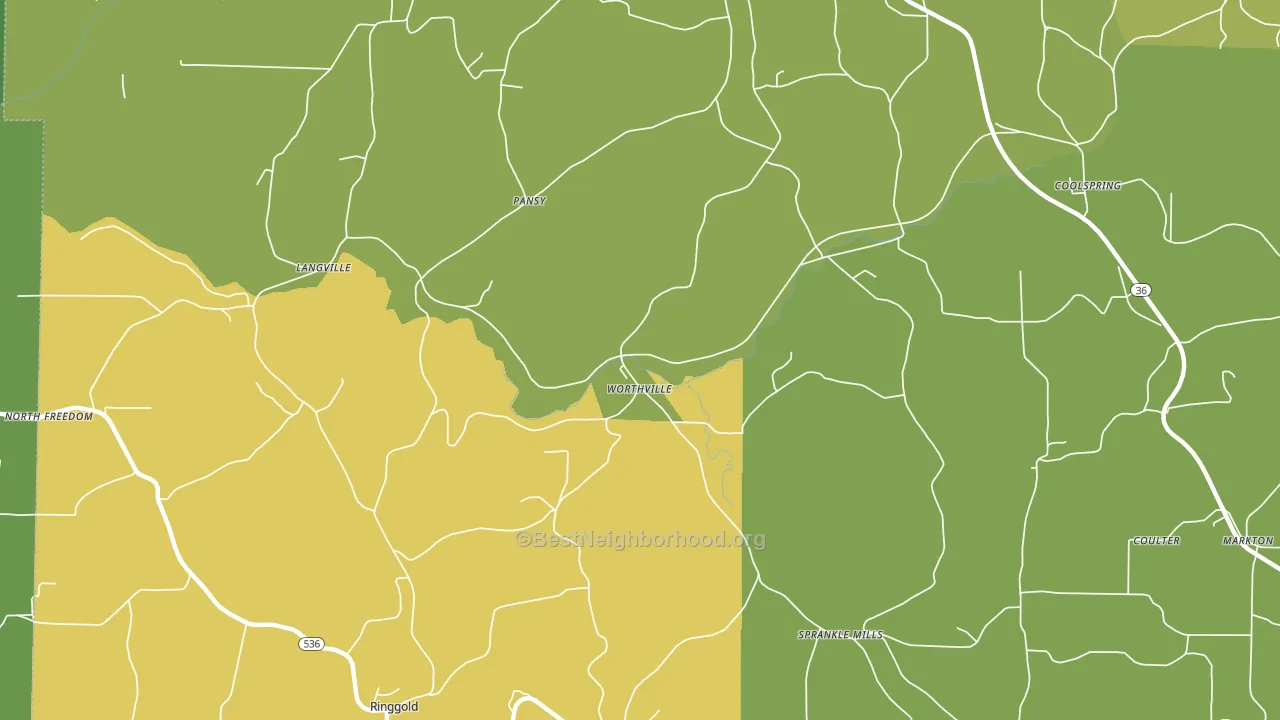 Worthville, PA block-group voter-turnout map