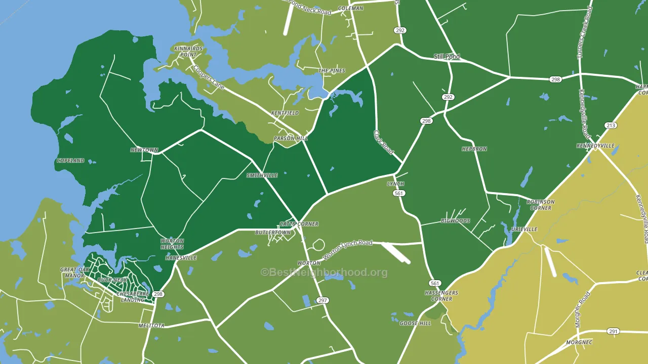 Worton, MD block-group voter-turnout map