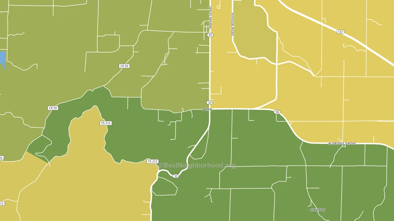 Wren, AL block-group voter-turnout map