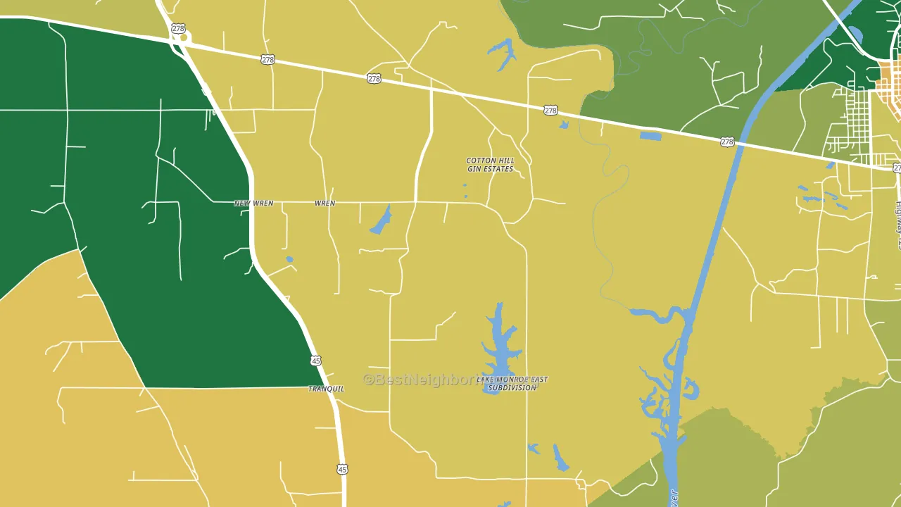 Wren, MS block-group voter-turnout map