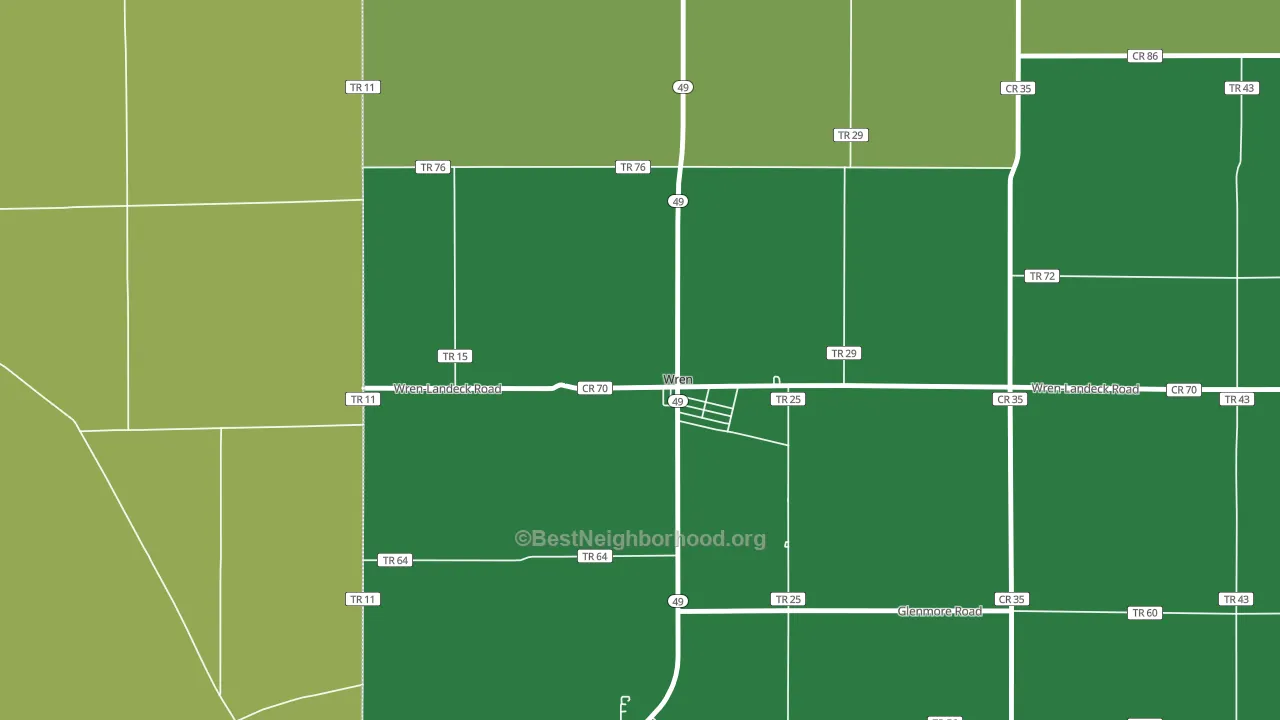 Wren, OH block-group voter-turnout map