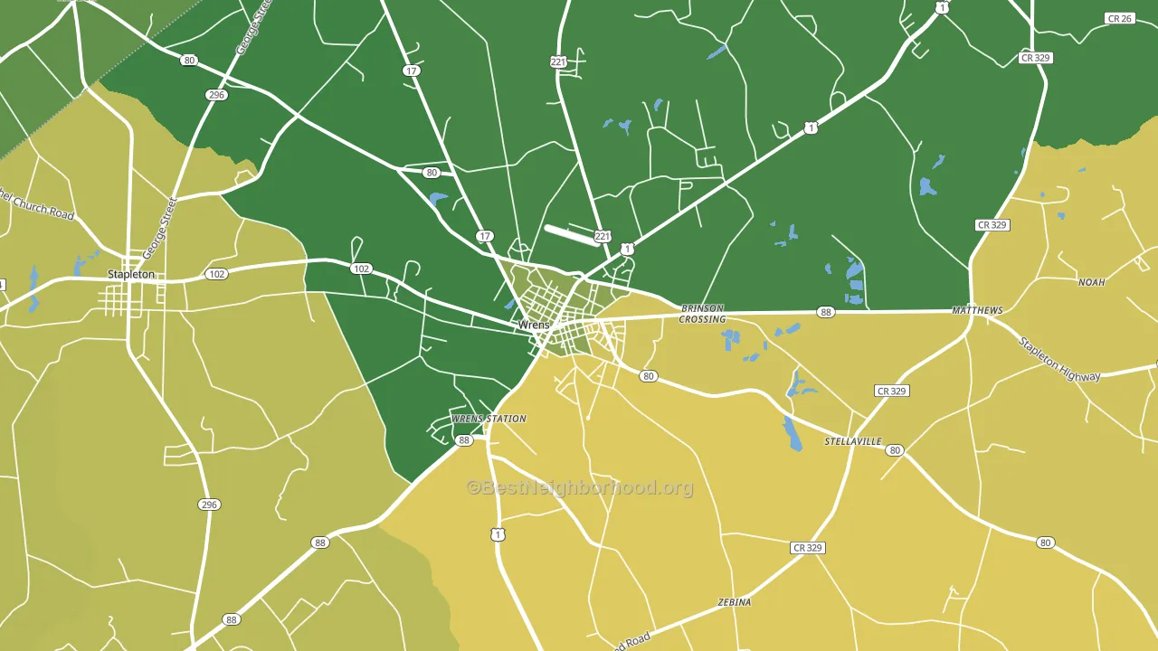 Wrens, GA block-group voter-turnout map
