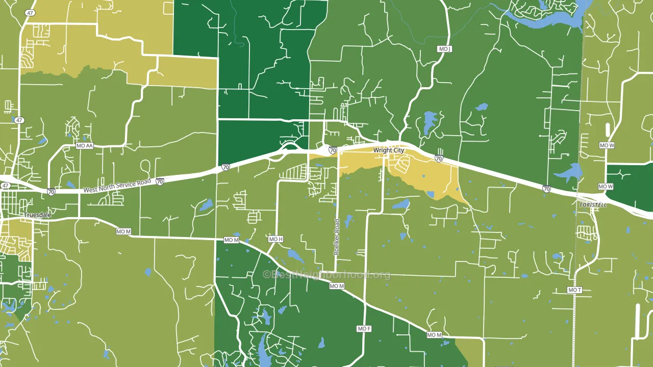 Wright City, MO block-group voter-turnout map