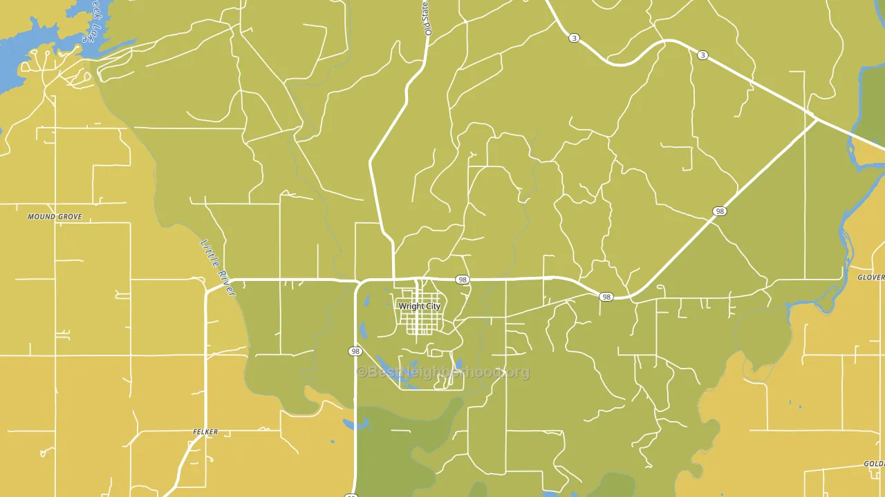 Wright City, OK block-group voter-turnout map