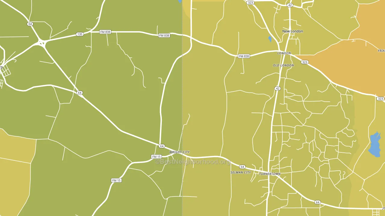 Wright City, TX block-group voter-turnout map