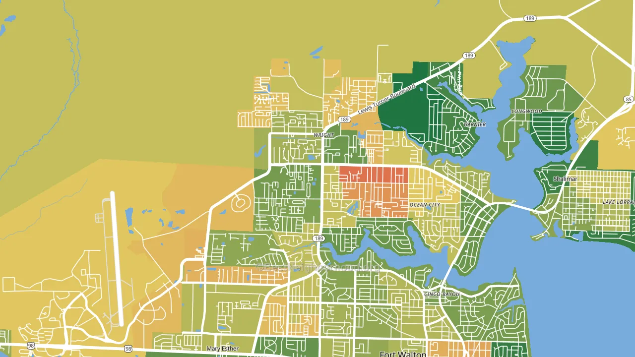 Wright, FL block-group voter-turnout map