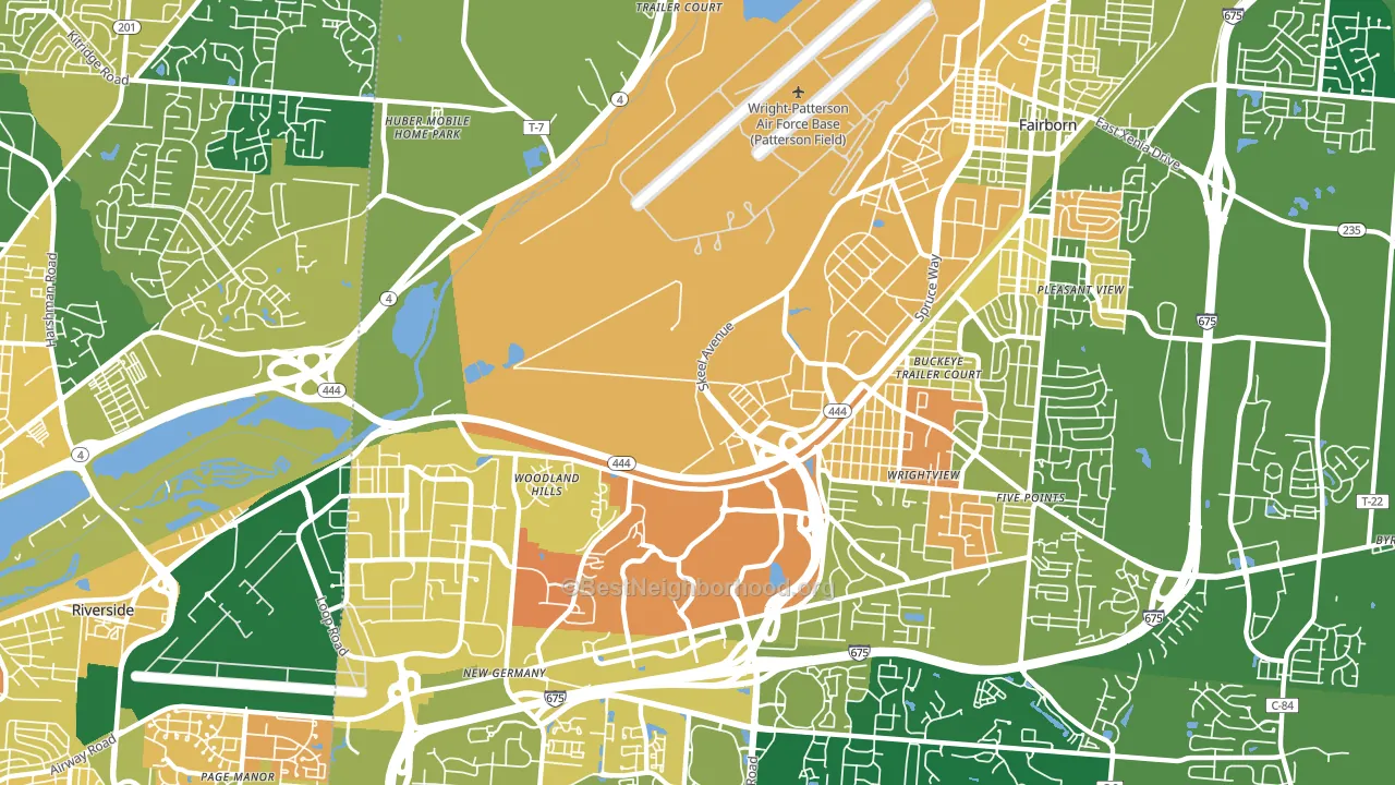 Wright-Patterson AFB, OH block-group voter-turnout map