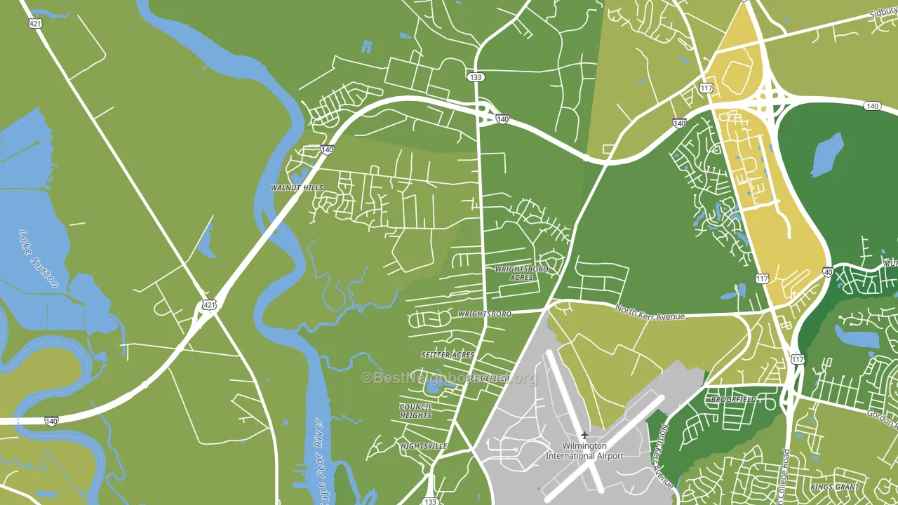 Wrightsboro, Wilmington, NC block-group voter-turnout map