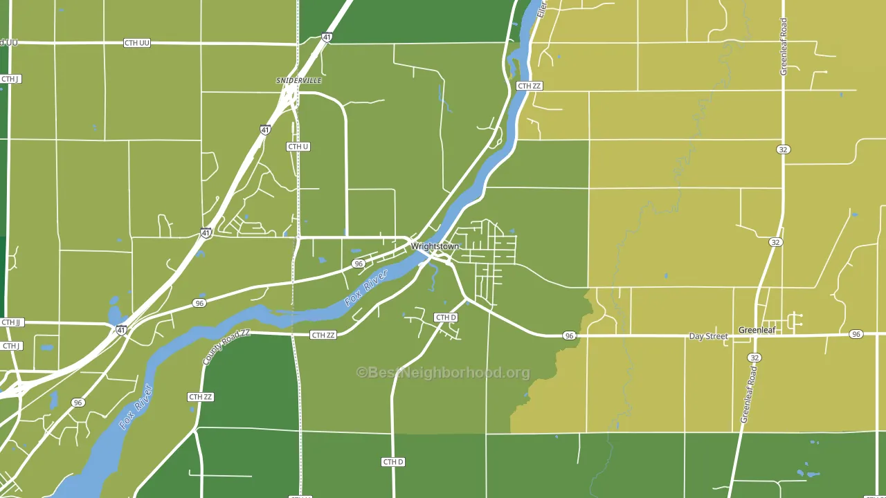 Wrightstown, WI block-group voter-turnout map