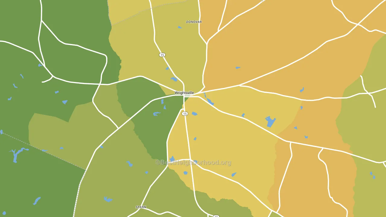 Wrightsville, GA block-group voter-turnout map