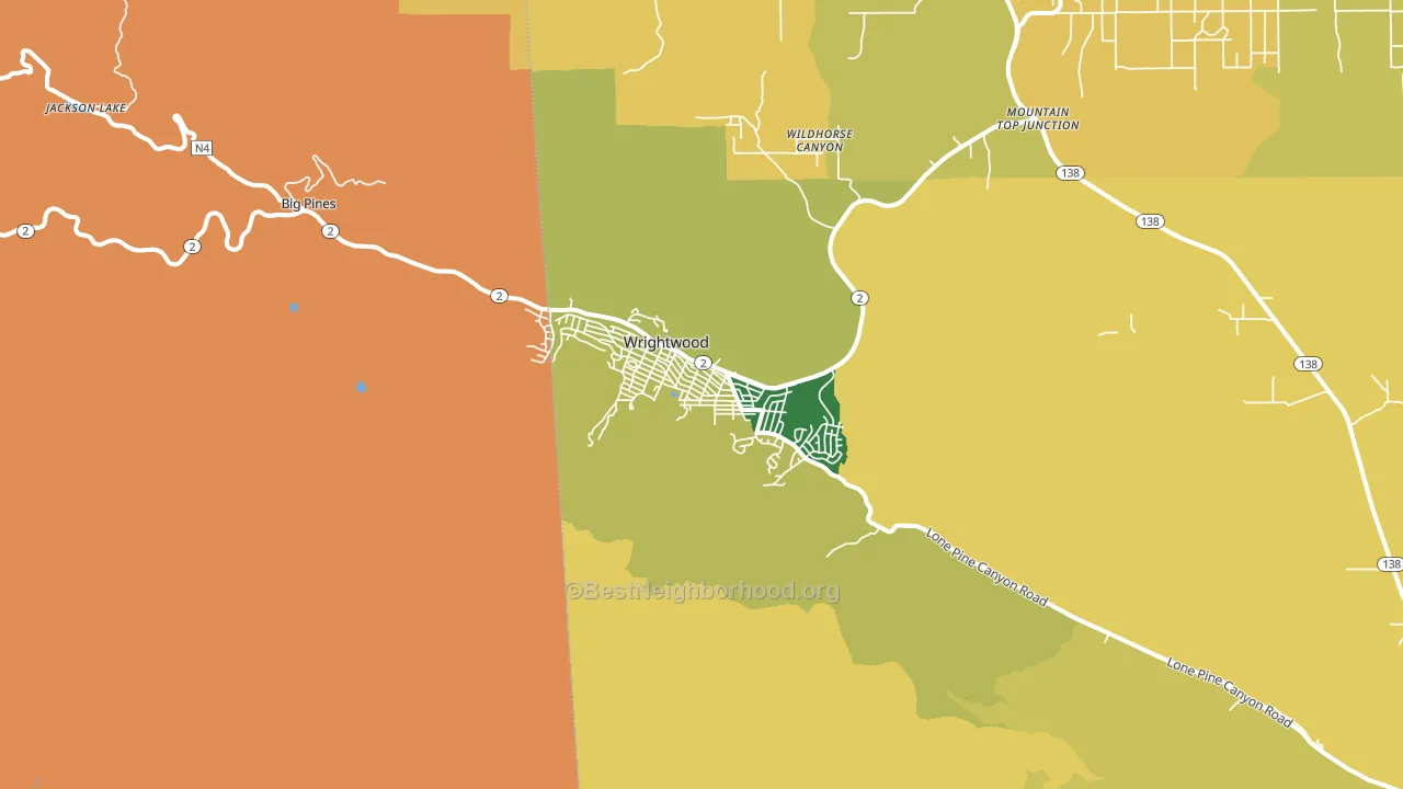 Wrightwood, CA block-group voter-turnout map