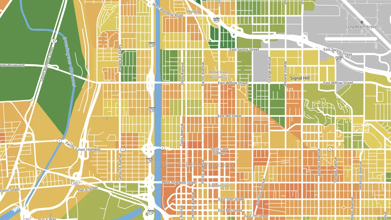 Wrigley, Long Beach, CA block-group voter-turnout map