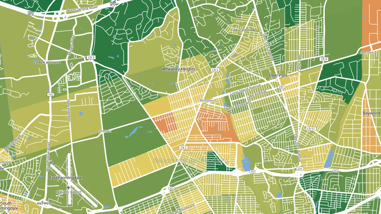 Wyandanch, NY block-group voter-turnout map