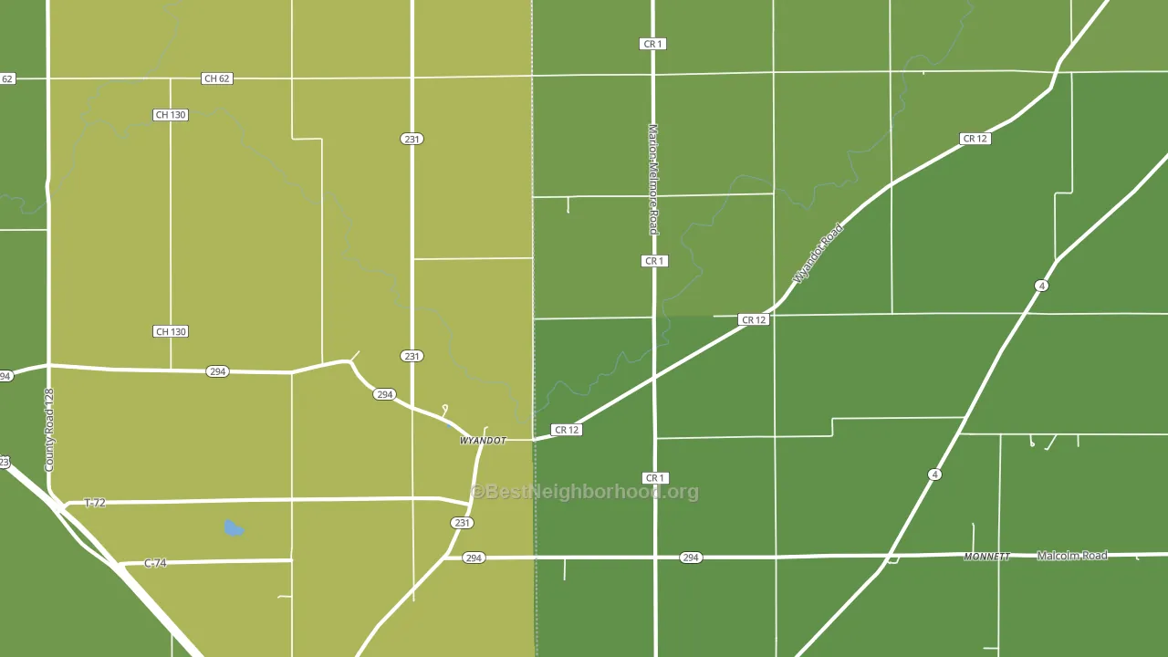 Wyandot, OH block-group voter-turnout map