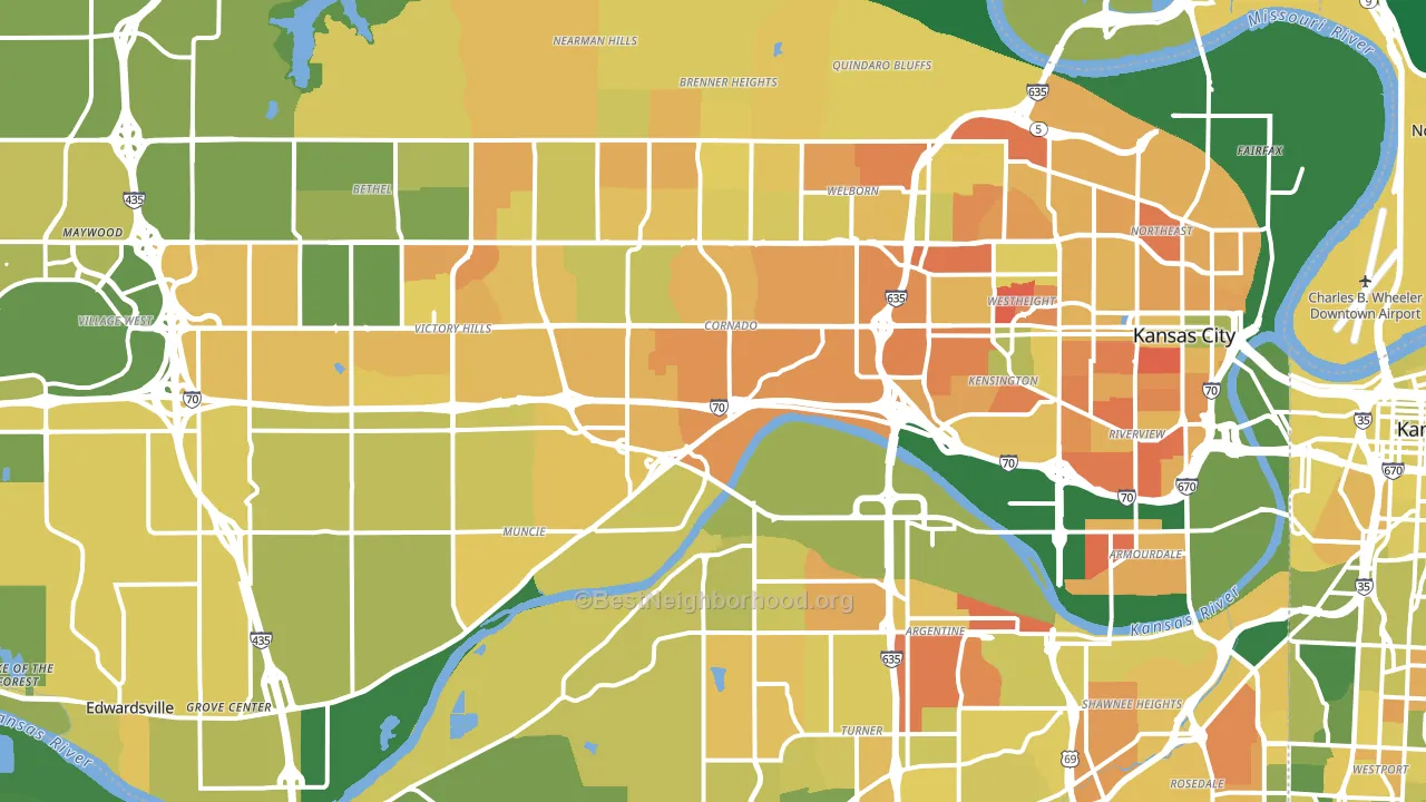 Wyandotte County, KS block-group voter-turnout map