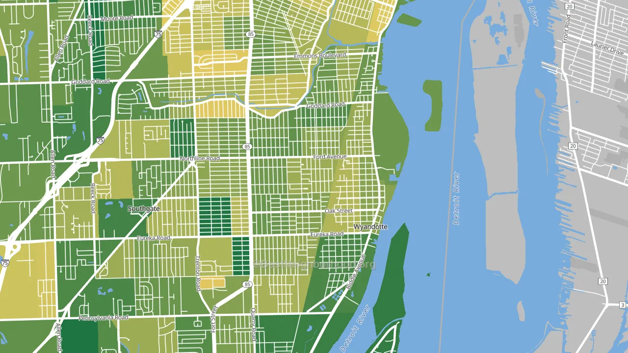 Wyandotte, MI block-group voter-turnout map