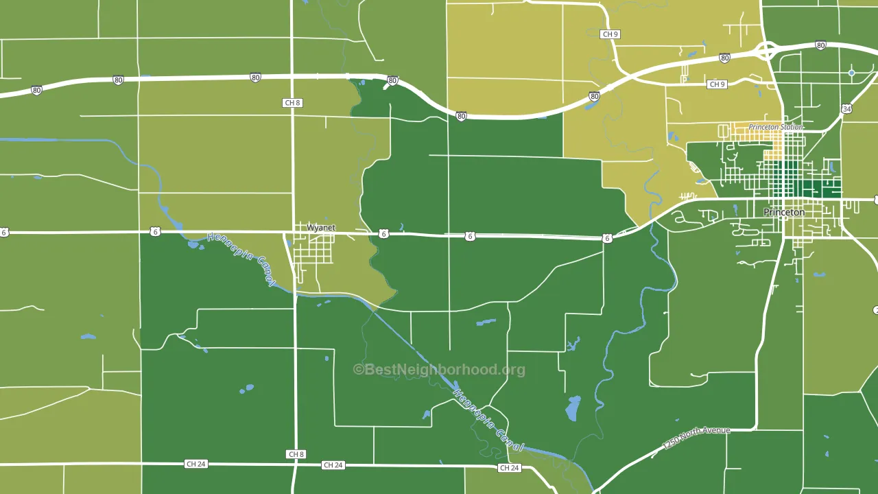 Wyanet, IL block-group voter-turnout map