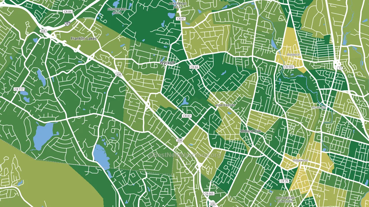 Wyckoff, NJ block-group voter-turnout map